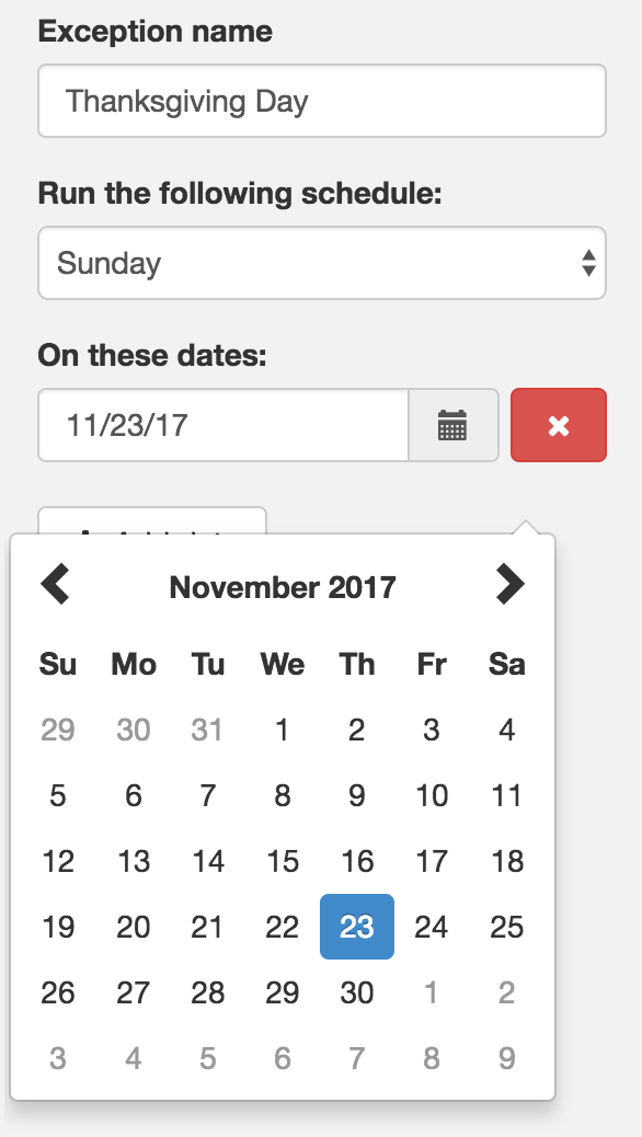 schedule exception